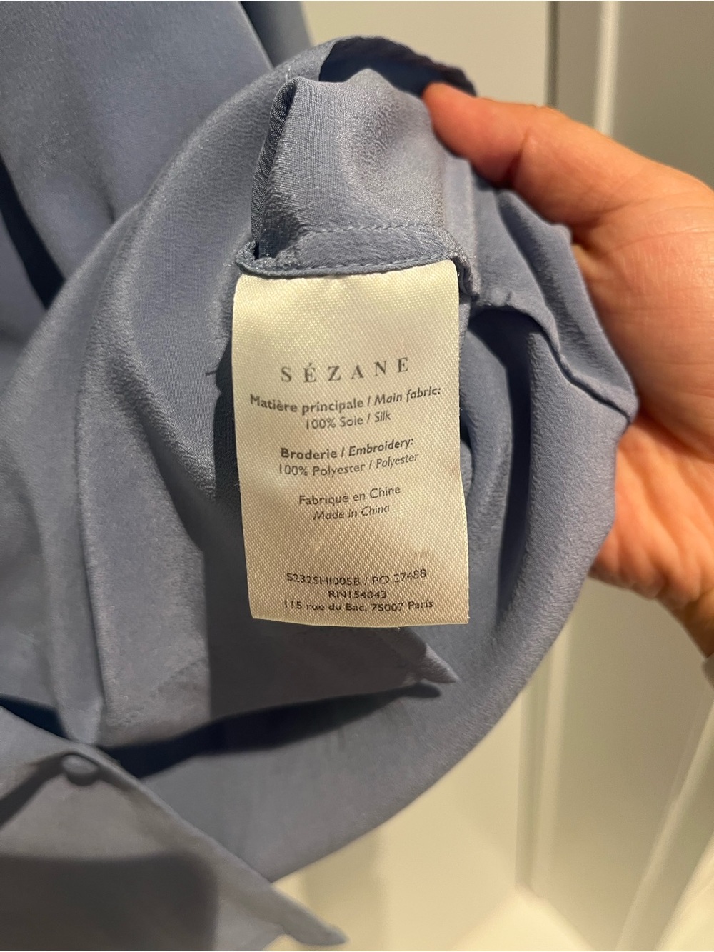 Sezane Chlo Silk Blouse in Vintage Blue - Picture 6 of 6
